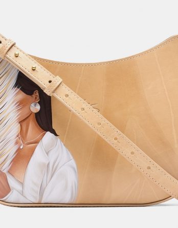 Сумка W0054 Beige Девушка с пером