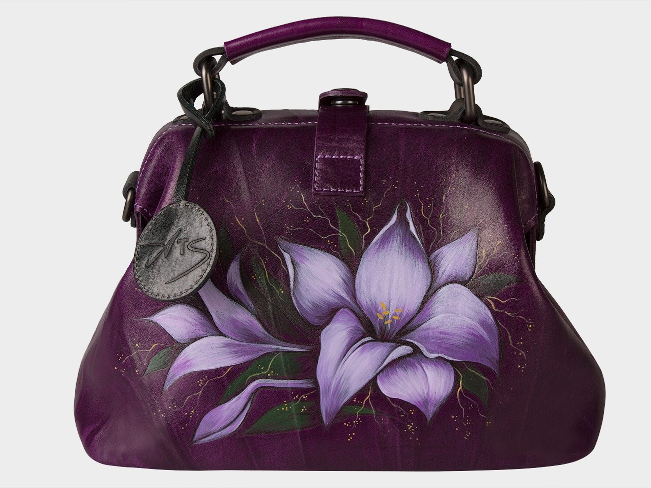 Сумка W0013 VioletBlack Лилии
