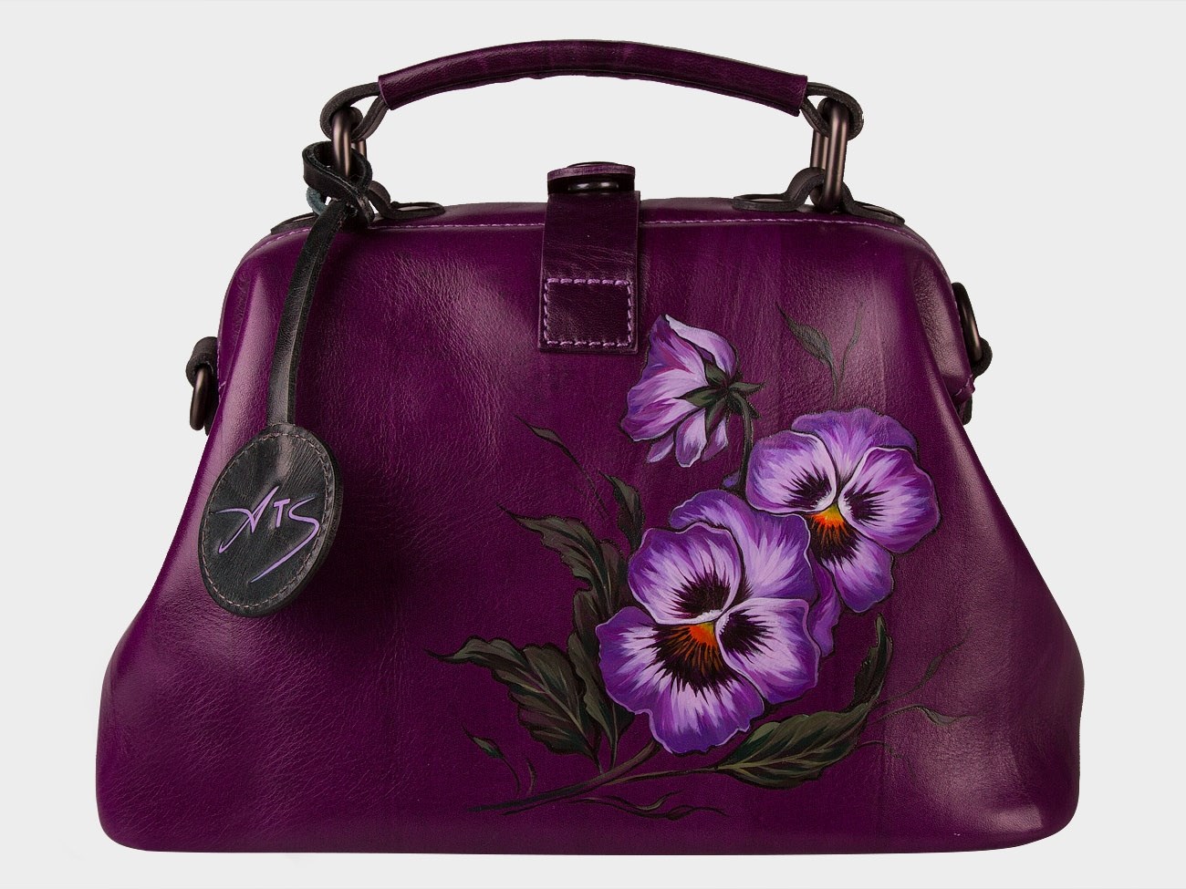 Сумка W0013 VioletBlack Анютины глазки